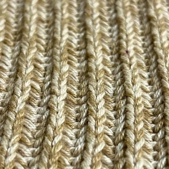 NWOT Lucky Brand Open Faux Leather Edged Sweater, Browns |M - Picture 12 of 15